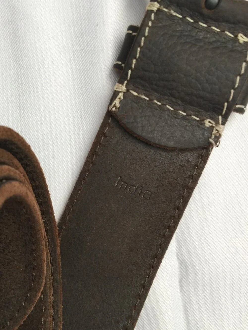 TIMBERLAND LEATHER BELT MENS 34 DARK BROWN 42.25